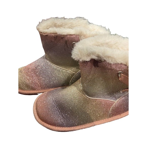 Lily & Dan Girls Faux Fur Rainbow Fur Boots Size 13/1 - Picture 4 of 5